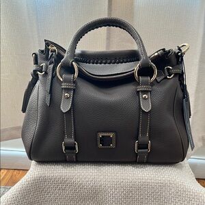 Dooney & Bourke  Elephant Gray Pebbled Leather Satchel Made in America